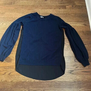 Chelsea28 Blue & Black Sheer High Low Sweater Size Small